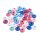 Puuhelmi rondelli n. 12x6 mm maalattu sini/ pinkki/ valkoiset pastellivärit n. 15g / n. 55 kpl