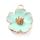 Metalliemalimaskotti hibiskus tumma aqua /kulta 22x19,5x6 mm