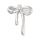 Metallimaskotti rusetti platinanvärinen / kirkas strassi 26x20 mm
