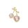 Metallimaskotti sydänkirsikat /light pink strassi vaalea kullanvärinen 26x19 mm
