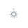 Metallimaskotti aurinko platinanvärinen / turkoosit strassit 19x16,5 mm