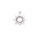 Metallimaskotti aurinko platinanvärinen / vaaleanpunaiset strassit 19x16,5 mm