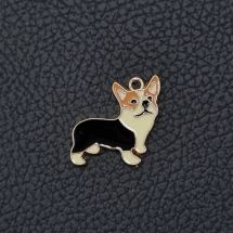 Metalliemalimaskotti corgi 23x23 mm