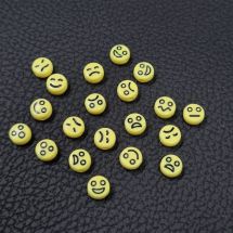 Akryylihelmi keltainen emoji litteä pyöreä n. 7x4 mm 20 kpl