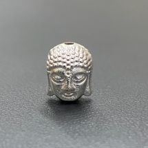 Metallihelmi 3D Buddha kiiltävä hopeanvärinen 11 mm