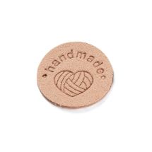 Kangasmerkki keinomokkaa Handmade/ lankakerä nude pyöreä 25 mm