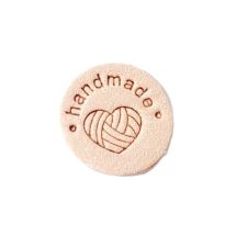 Kangasmerkki keinomokkaa Handmade/ lankakerä pink nude pyöreä 25 mm