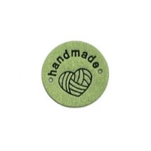 Kangasmerkki keinomokkaa Handmade/ lankakerä vaaleanvihreä pyöreä 25 mm