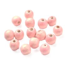 Puuhelmi pyöreähkö n. 16x15 mm maalattu vaaleanpunertava n. 12 kpl