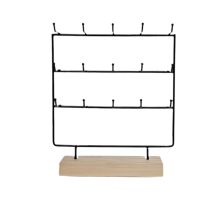 Korustandi koukuilla korvakoruille/ rannekoruille, musta metalli/puu