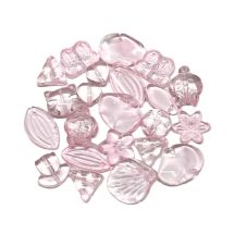 Lasihelmilajitelma kirkas/vaaleanpunainen n. 25 g
