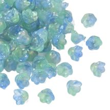Kukka 8x12mm nuppu kirkas värikäsitelty golden blue green 10 kpl