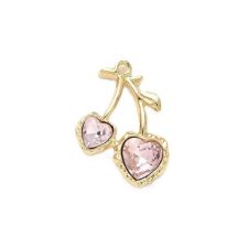 Metallimaskotti sydänkirsikat /light pink strassi vaalea kullanvärinen 26x19 mm