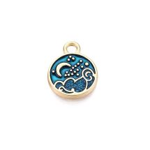 Metalliemalimaskotti pyöreä "yötaivas" tumma capri/kulta 15x12 mm