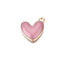 Metalliemalimaskotti sydän tumma roosa/ kulta 16x15 mm