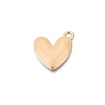 Metalliemalimaskotti sydän tumma beige/ kulta 16x15 mm
