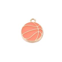 Metalliemalimaskotti koripallo oranssi/ kulta 15x18 mm