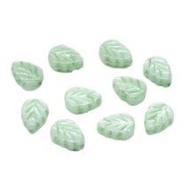 Lehti "mintun lehti" 10x8 mm opaakki vaalea mintunvihreä /metallivihreä 10 kpl