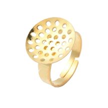 Sormuspohja 18k kullattua 304 terästä säädettävä pyöreä 16 mm kiinteä reikäpohja