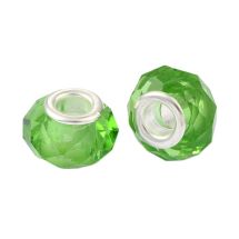 Isoreikäinen helmi viistehiottua lasia kirkas/vaaleanvihreä 13x8 mm