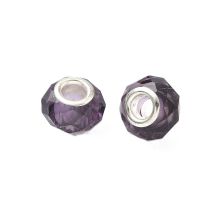 Isoreikäinen helmi viistehiottua lasia kirkas/tanzaniitti 13x8 mm