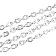 Litteä kaapeliketju 3,2x2,2 mm platinanvärinen 10 cm