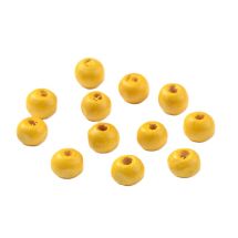 Puuhelmi pyöreähkö n. 10x9 mm maalattu kirkas keltainen n. 10g