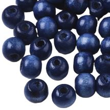 Puuhelmi pyöreähkö n. 10x9 mm maalattu mustikansininen n. 10g