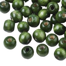 Puuhelmi pyöreähkö n. 10x9 mm maalattu metsänvihreä n. 10g