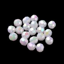 Akryylihelmi särmikäs pyöreä 6 mm opaakki AB valkoinen 10g