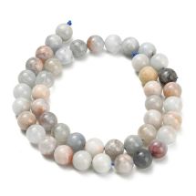 Tukkuerä kivihelmi pyöreä 8 mm akvamariini n. 38 cm nauha