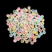 Synteettinen aakkoshelmilajitelma "Glow In The Dark" läpikuultava/värilajitelma 7x4 mm n. 20g