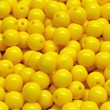 Pyöreä lasihelmi Tsekki opaakki pintaväri sitruunankeltainen 6 mm 30 kpl