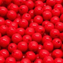 Pyöreä lasihelmi Tsekki opaakki pintaväri joulunpunainen 6 mm 30 kpl