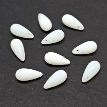 Pitkä pisarahelmi 5x12 mm opaali valkoinen 10 kpl