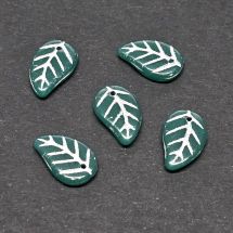 Jalavan lehti 14x9 mm opaakki merenvihreä / hopea 5 kpl