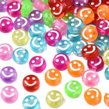 Akryylihelmi värilajitelma hymiö pieni litteä pyöreä n. 7x4 mm 10 g