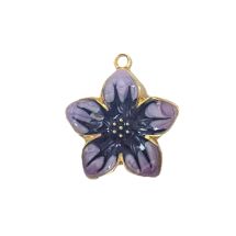 Metalliemalimaskotti "kirsikankukka" tumma violetti / kulta 27,5x25,5 mm