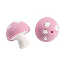 Silikonihelmi 3D kärpässieni tumma vanha roosa / valkoinen 20x18 mm