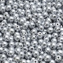 Pyöreä lasihelmi metallihohto satiini hopea 4 mm 30 kpl