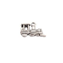 Metallimaskotti 3D veturi 11x18,5 mm antiikkihopeanväri
