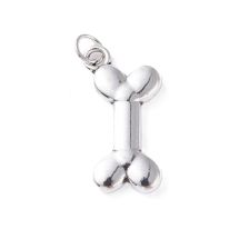 Metallimaskotti koiranluu 23x12 mm antiikkihopeanvärinen