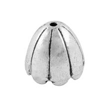 Kalotti/nauhanpääte antiikkihopeoitu urakuvioitu kuppi 17,5x16 mm 1 kpl
