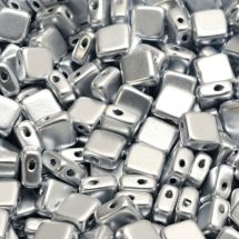 Litteä kaksireikäinen minineliöhelmi 6x6 mm opaakki metallihohto mattahopea 10 kpl