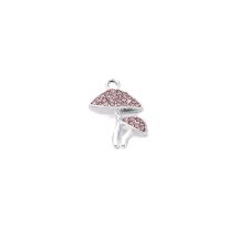 Metallimaskotti sienet platinanvärinen / vaaleanpunaiset strassit 19x13 mm