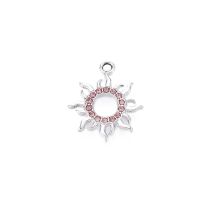 Metallimaskotti aurinko platinanvärinen / vaaleanpunaiset strassit 19x16,5 mm