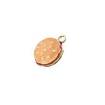 Metalliemalimaskotti 3D hampurilainen beige /kulta 14x10x6,8 mm