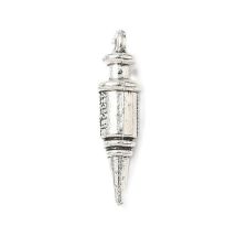Metallimaskotti 3D lääkeruisku 24,5x6,5 mm antiikkihopeanväri