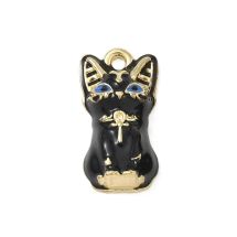 Metalliemalimaskotti "egyptiläinen" kissapatsas musta / kulta 24,5x9,5 mm