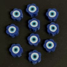 Fimohelmi kukka sininen/"evil eye" n. 9-11 mm 10 kpl